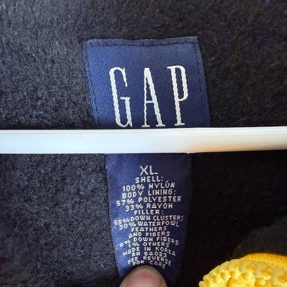 Vintage GAP Women XL Yellow Puffer Vest Y2K Full Zip Velcro Fleece Lined - Picture 2 of 13